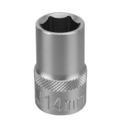 13825 Головка торцевая, 14 мм, шестигранная, CrV, под квадрат 1/2 Stels