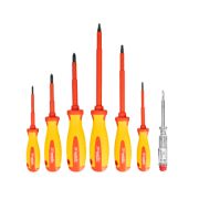Набор диэлектрических отверток 7 шт, до 1000 В, пробник электрический до 250 В, двухкомпонентные рук