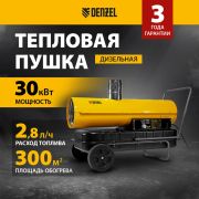 96492 Дизельная тепловая пушка NHG-30i, 30 кВт, 750 м3/ч, непрямой нагрев, цифр термостат// Denzel