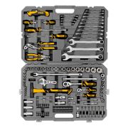 15804 Набор инструментов, 1/2«, 1/4», CrV, S2, пластиковый кейс, 122 предмета// Denzel