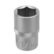13828 Головка торцевая, 17 мм, шестигранная, CrV, под квадрат 1/2 Stels